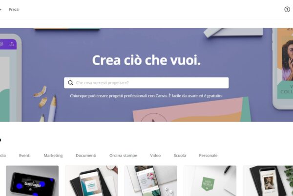 homepage del sito canva.com